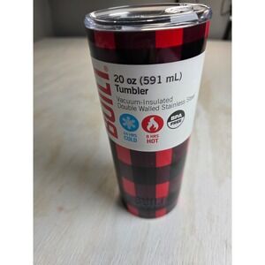Built NY 20oz Tumbler Stainless Steel Vacuum Insulated Buffalo Plaid Red Black